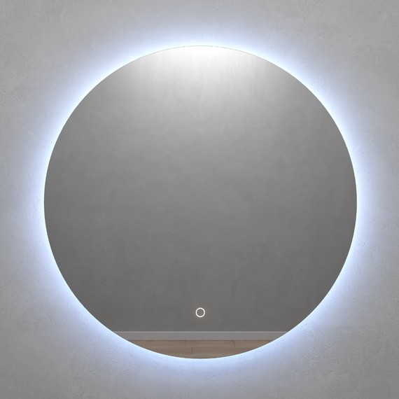 Круглое зеркало 100х100 см, с холодной подсветкой, с сенсорной кнопкой